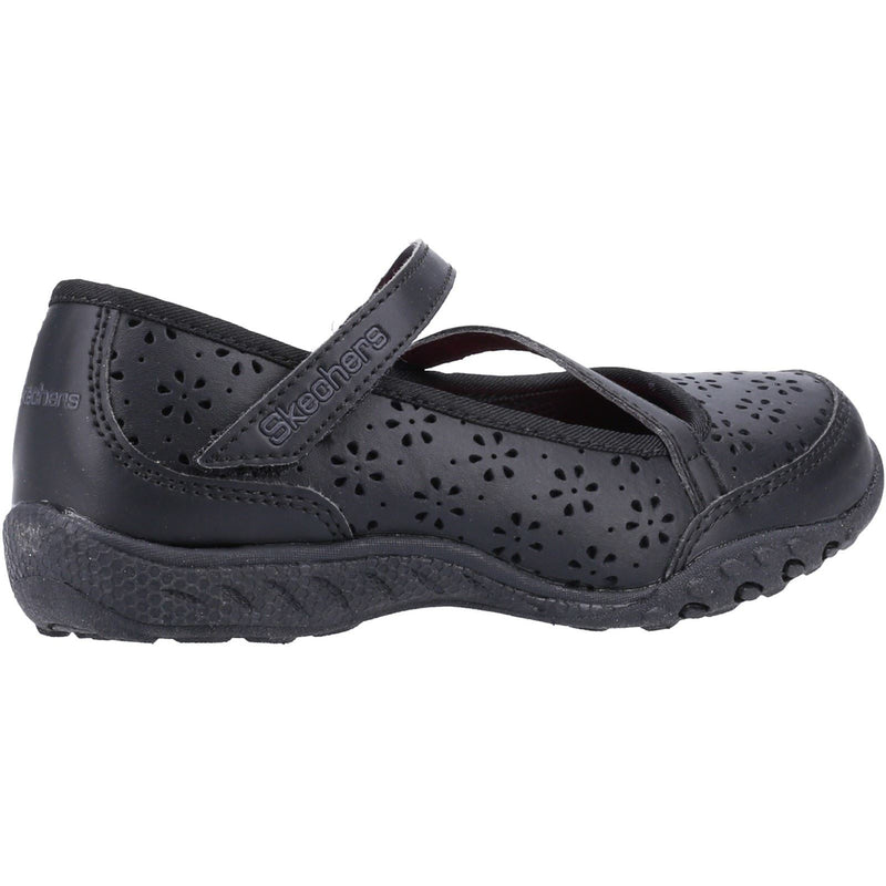 Skechers Breathe-Easy Playground Poppies Leather Junior Black Shoes