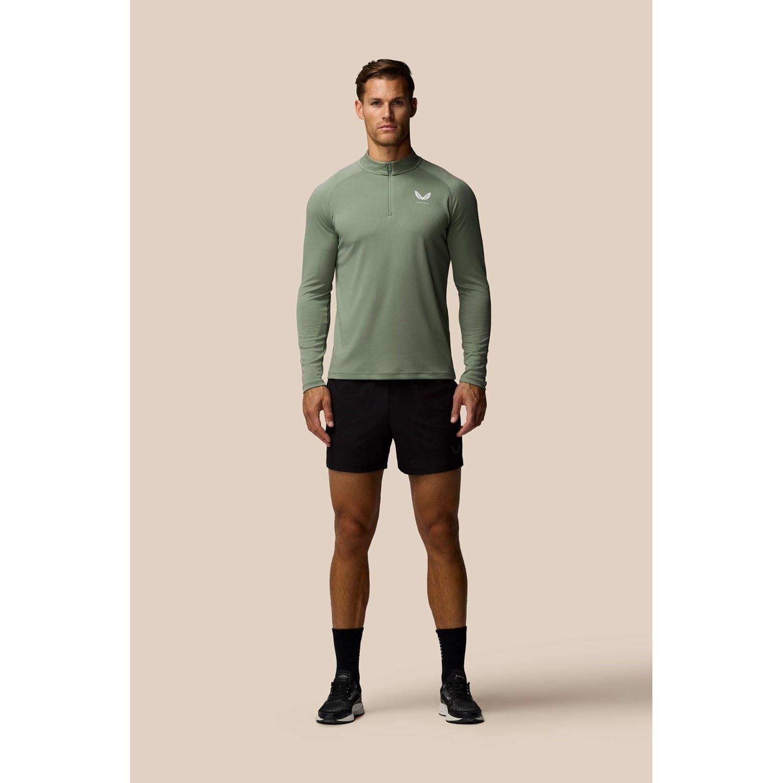 Castore Adapt Training 1/4 Zip Top Polyester Men's Green Activewear T-Shirts