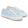 Superga 2750 Stripes Print Cotton Women's Off White/Azure Trainers