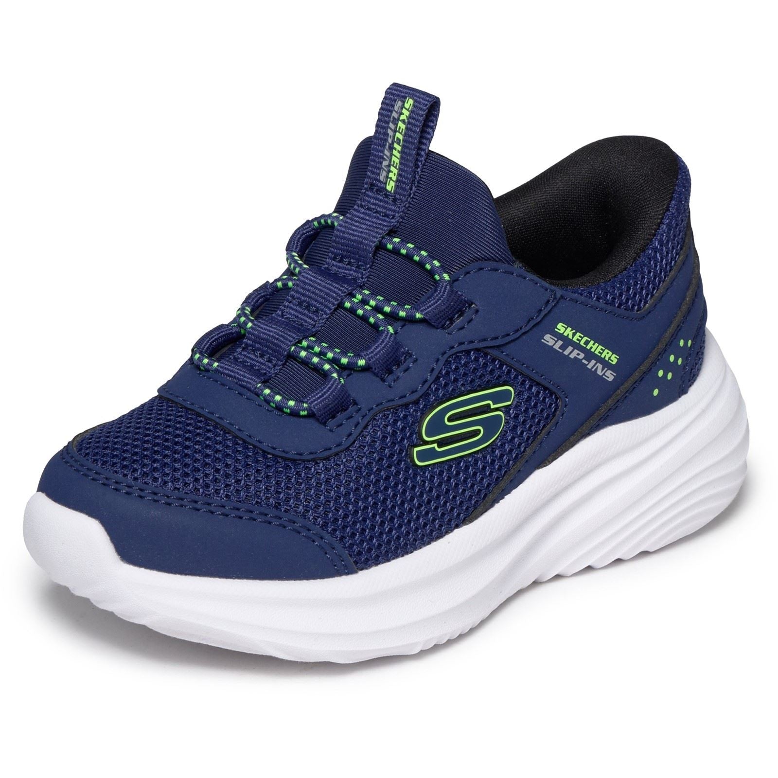 Skechers Bounder Pro Boy's Navy/Lime Trainers