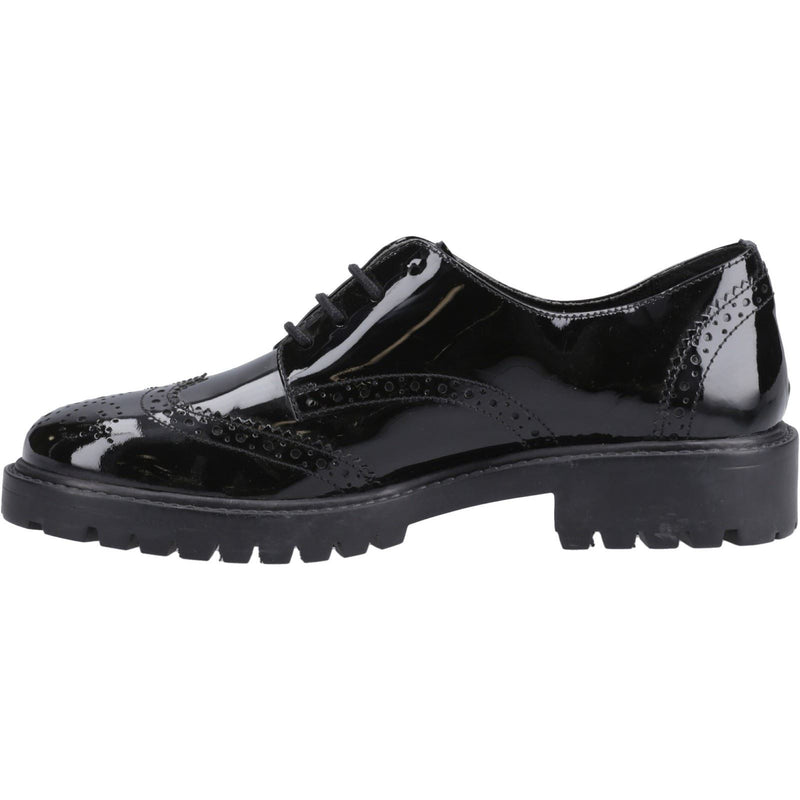 Hush Puppies Athena Patent Leather Junior Black Brogues