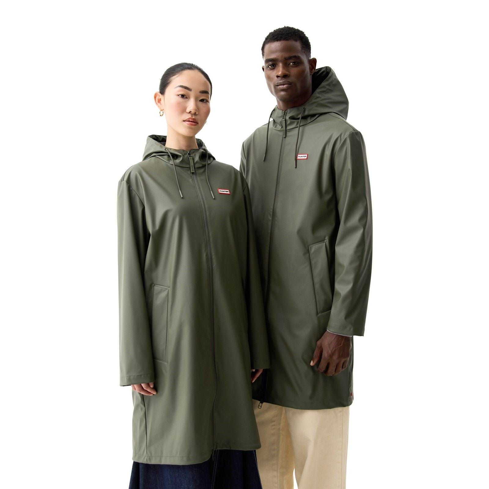 Hunter Andrea PU Rain Coat Green Rain Coat