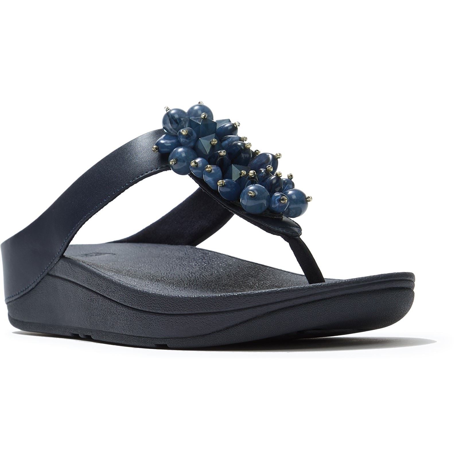 Fitflop Fino Toe-Post Polyurethane Women's Midnight Navy Sandals