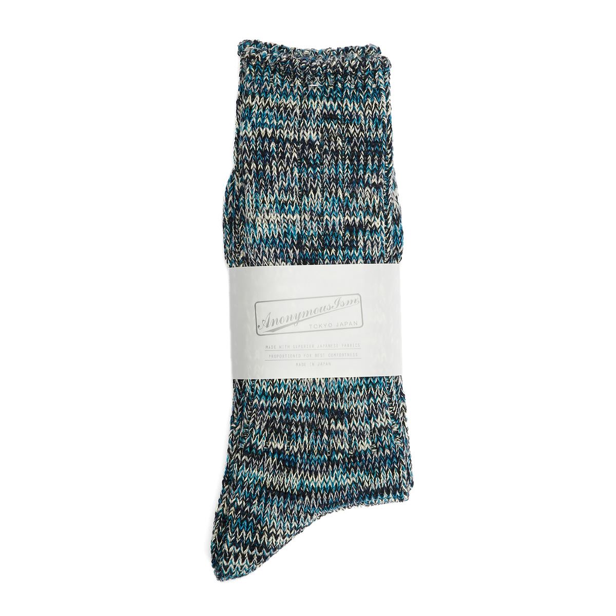Anonymous Ism 5 Colour Mix Crew Cotton Men's Indigo Socks