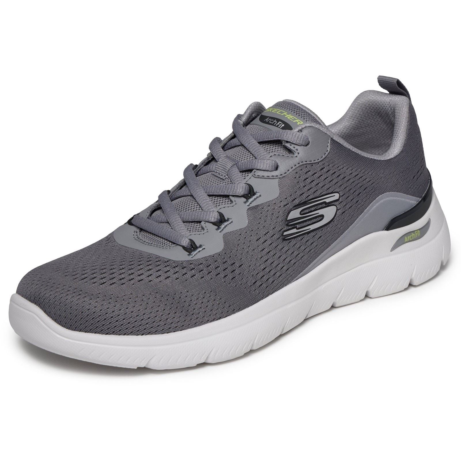 Skechers Arch Fit Summits Kravel Textile Men's Charcoal Mesh/Lime Trim Trainers