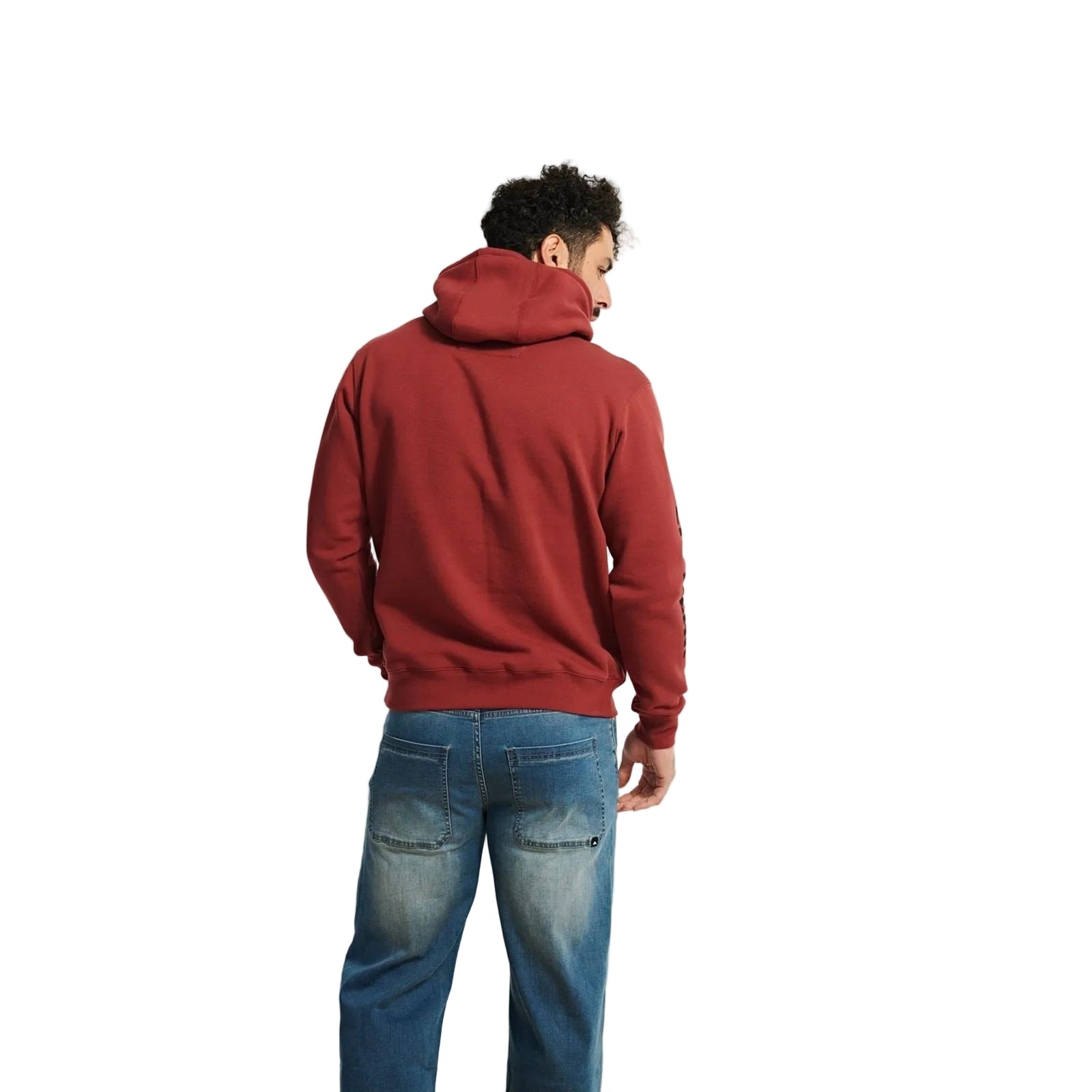 Caterpillar Trademark Banner Cotton Men's Red Hooded Sweatshirt