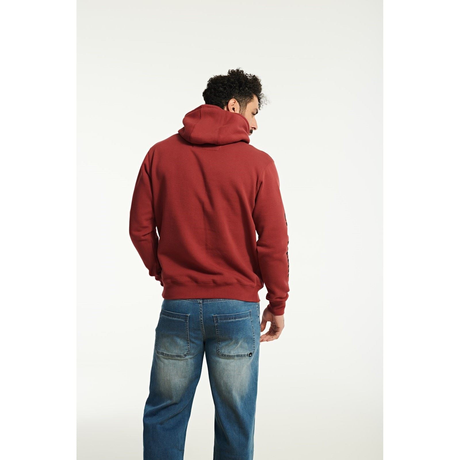 Caterpillar Trademark Banner Cotton Men's Red Hooded Sweatshirt