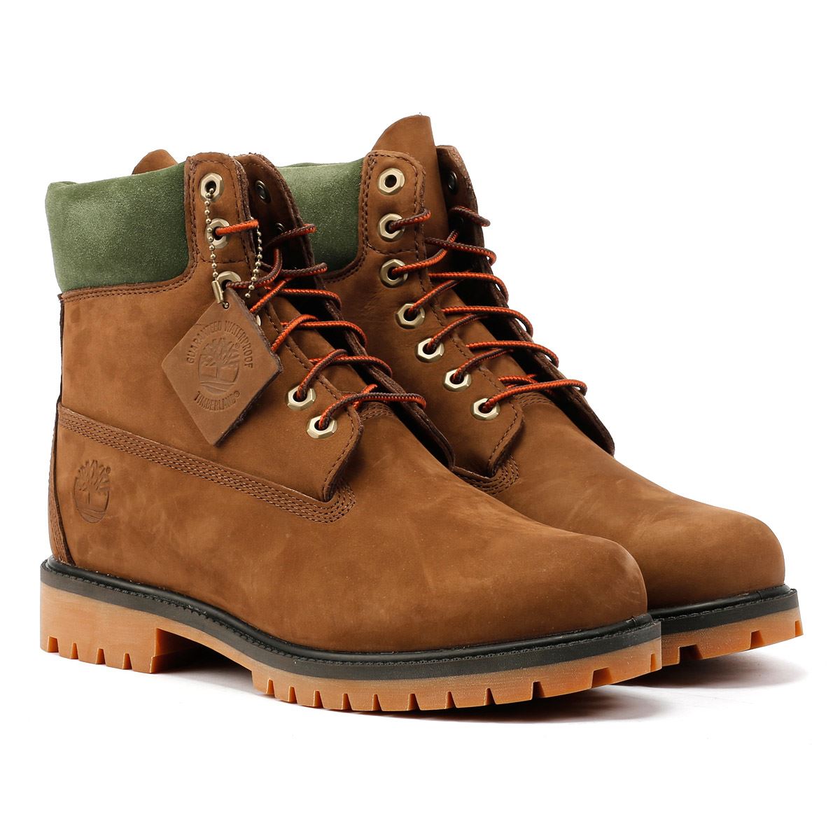 Timberland Premium 6 Inch Nubuck Men's Choc / Green Boots