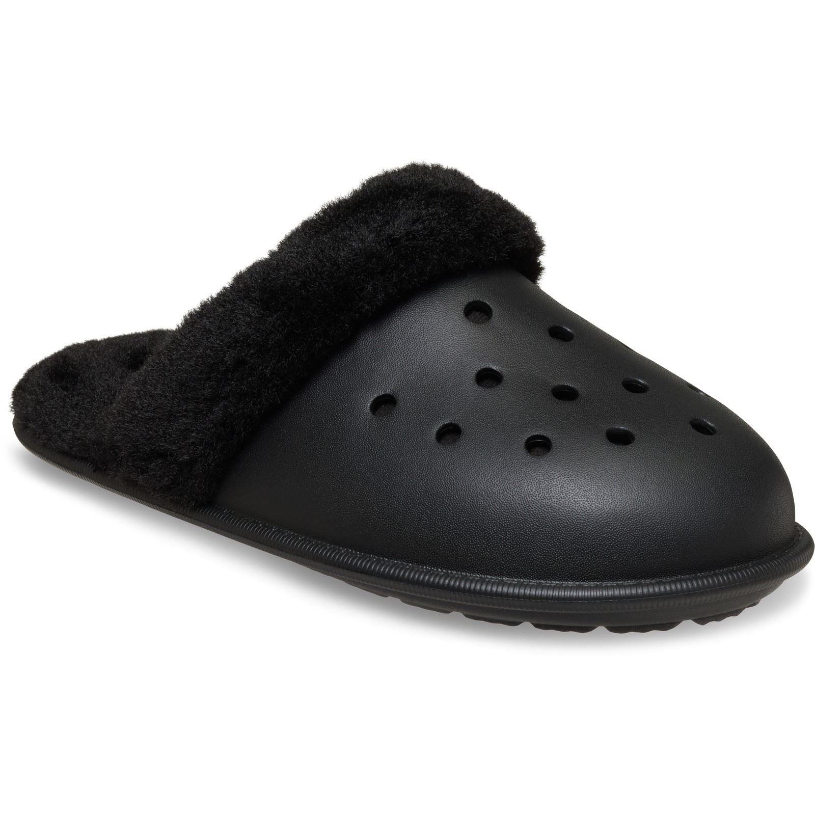 Crocs Classic Fuzz Scuff Thermoplastic Black Slippers