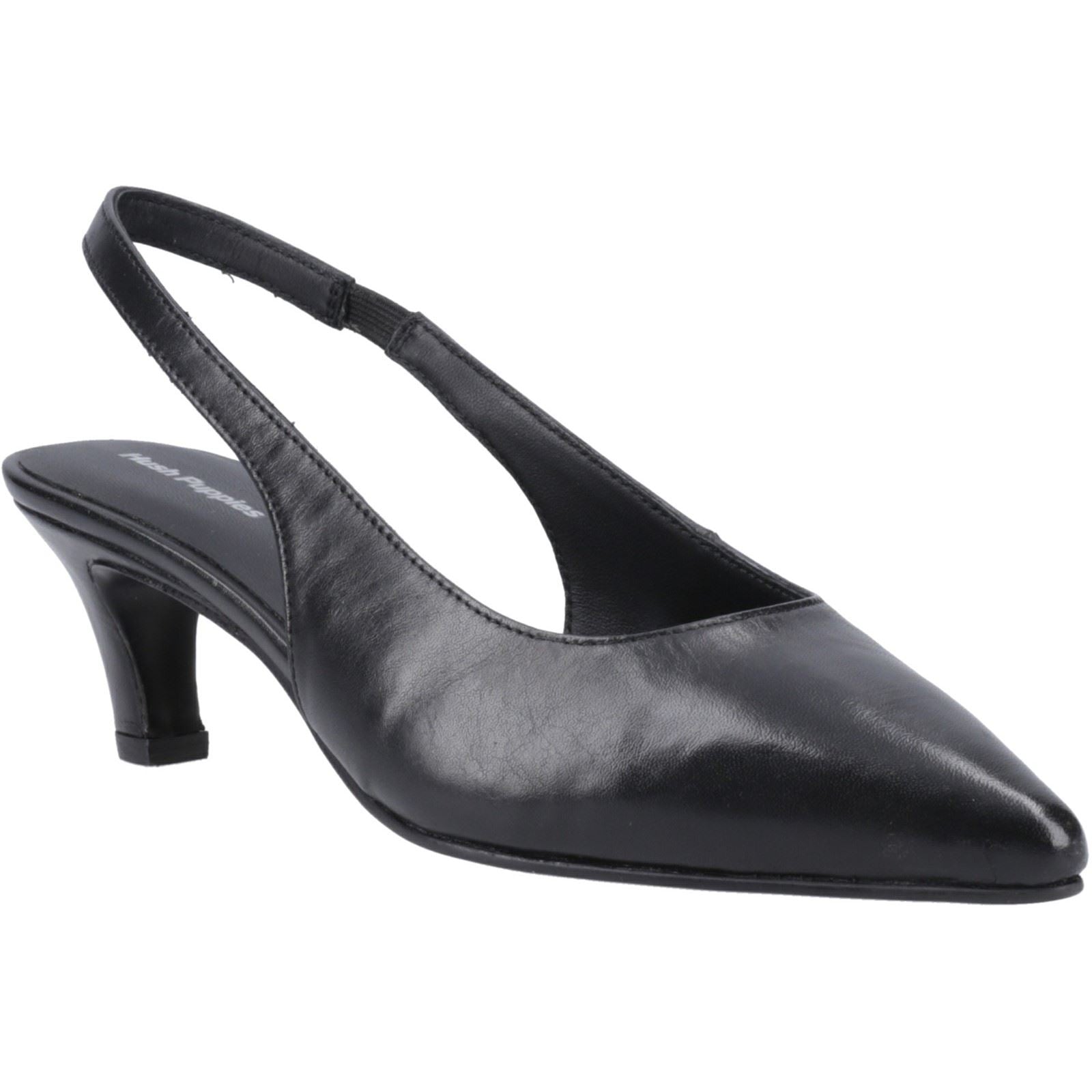 Hush Puppies Nahla Leather Women's Black Pointy Slingback Heels