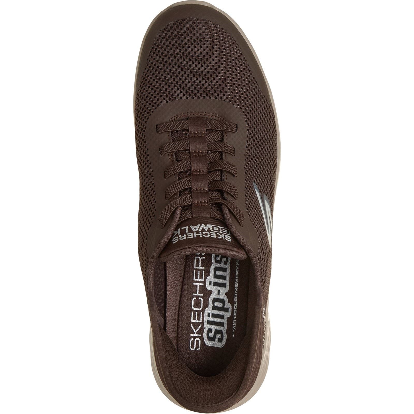 Skechers GO WALK Flex Hands Up Textile Men's Brown Trainers