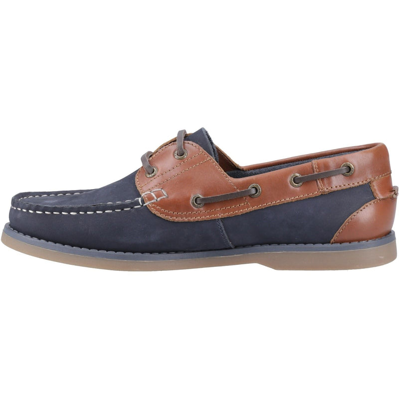 Hush Puppies Wilson Leather Men's Navy/Tan Boat Shoes