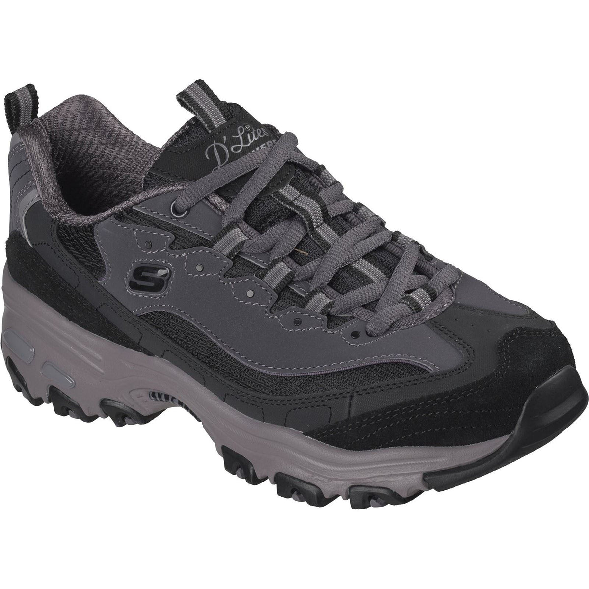 Skechers D'Lites Modern Classic Leather Women's Black/Charcoal Trainers