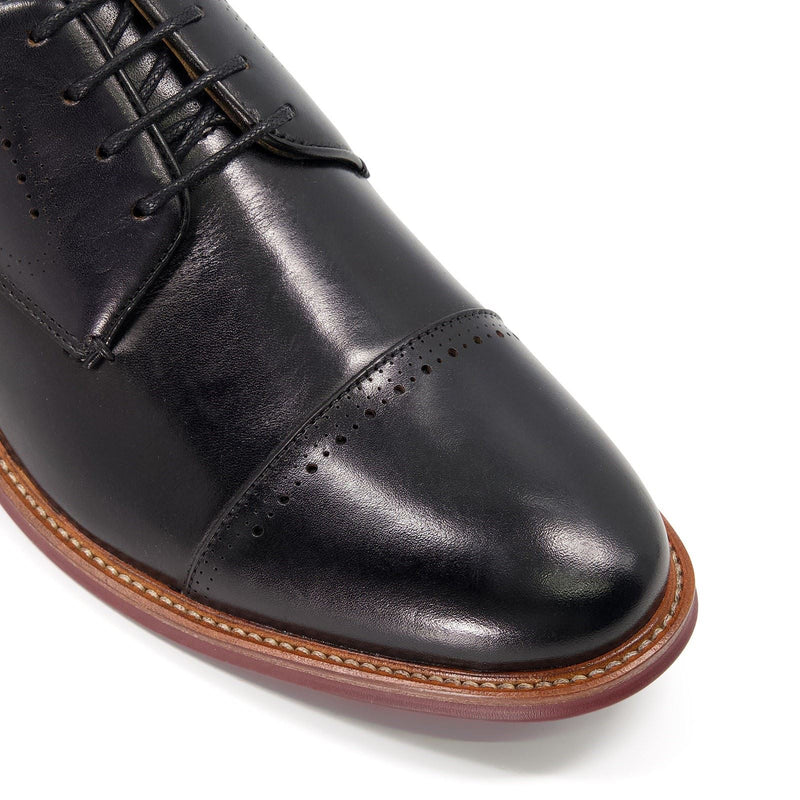 Dune Savion Leather Men's Black Oxford Shoes