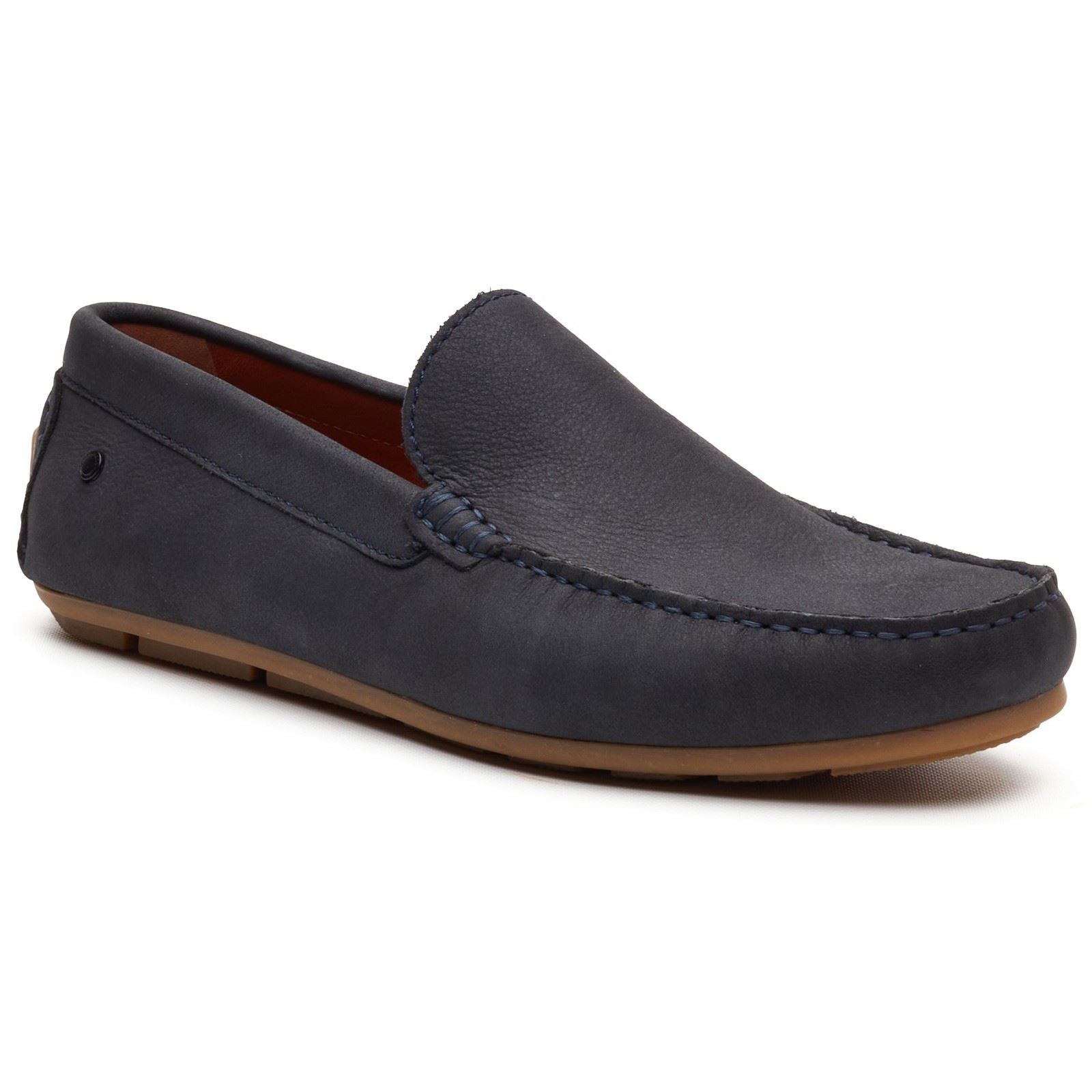 Base London Moss Driver Leather Men's Navy Loafers