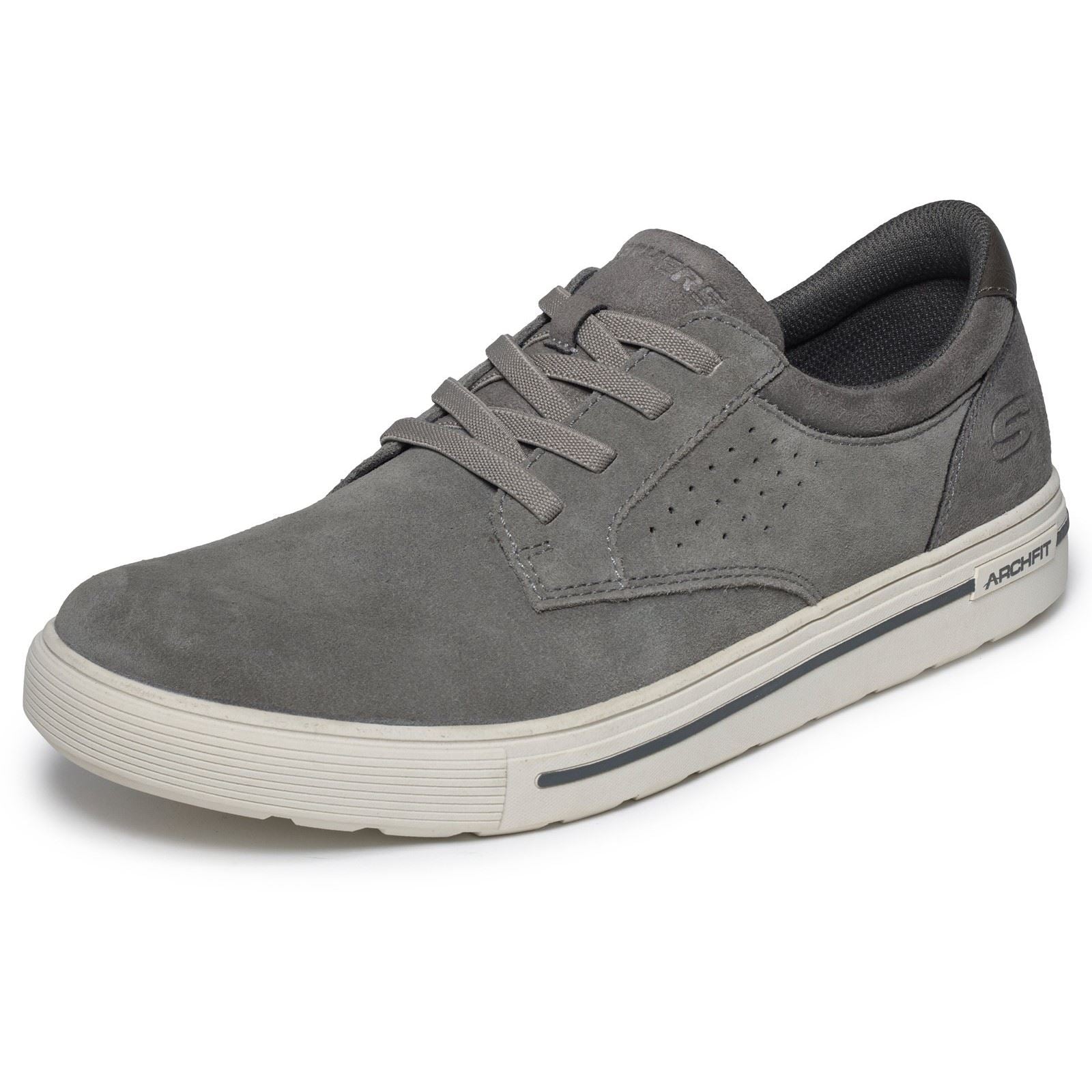 Skechers Arch Fit Solano 2.0 Rey Leather Men's Grey Lace-Up Shoes