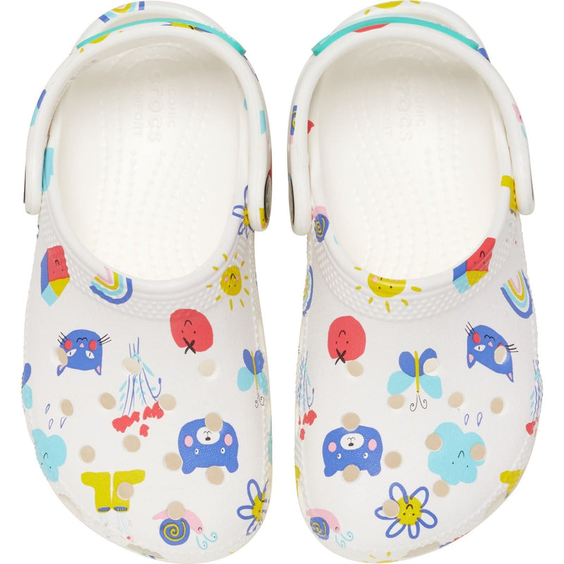 Crocs Classic Graphic Synthetic White/Multi Clogs