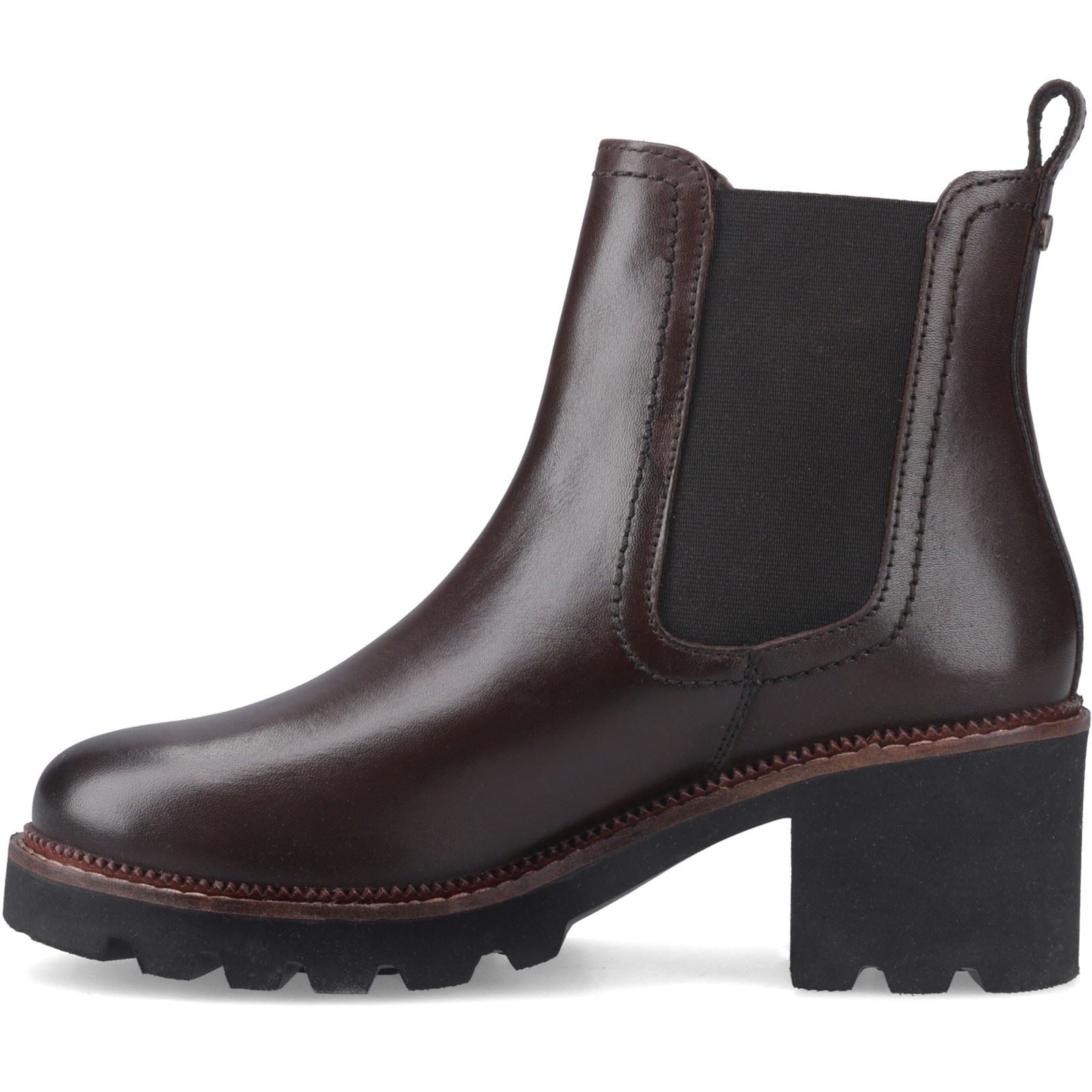 Hush Puppies Gaia Leather Women's Chocolate Heeled Chelsea Boots