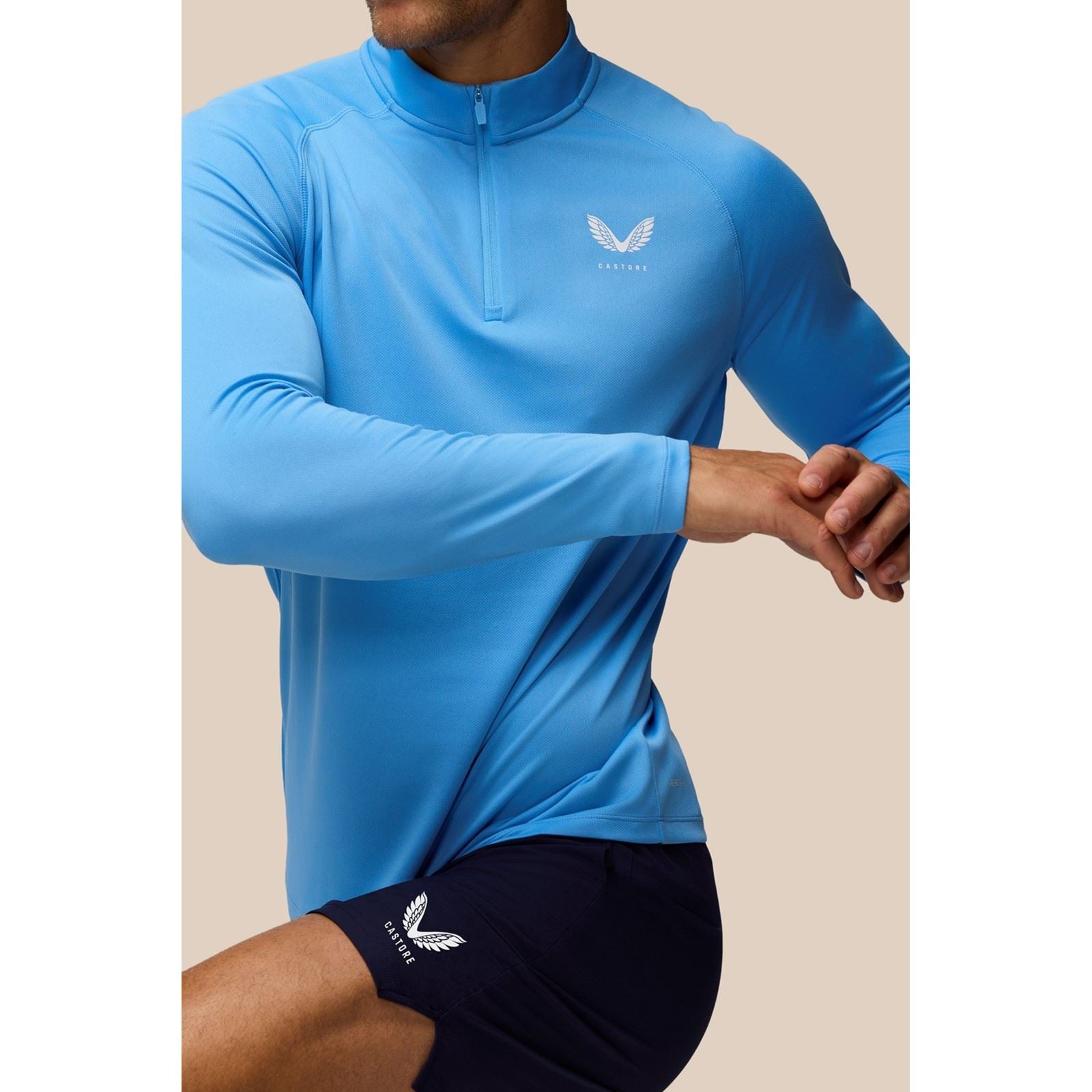 Castore Adapt Training 1/4 Zip Top Polyester Men's Blue Activewear T-Shirts