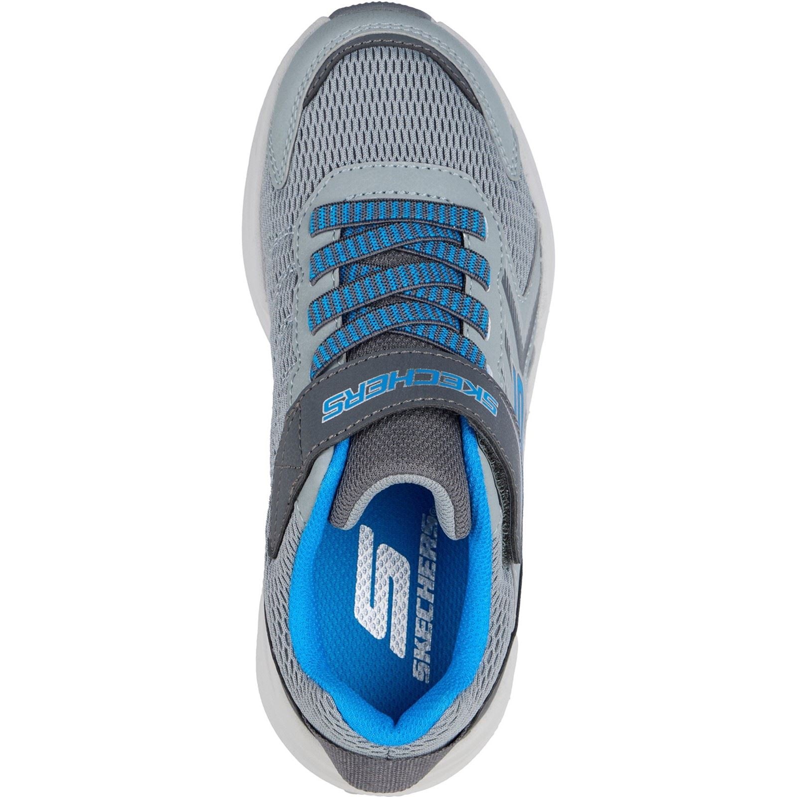 Skechers Microspec Tread Grey & Charcoal/Blue & Silver Trainers