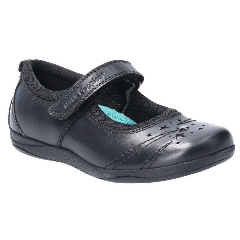 Hush Puppies Amber Youth Girl's Black Leather Shoes