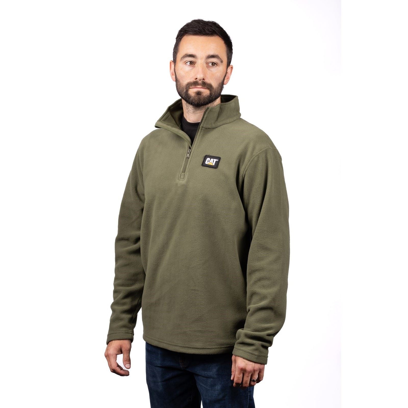 Caterpillar Cat Microfleece Quarter Zip Synthetic Men's Green Sweatshirt