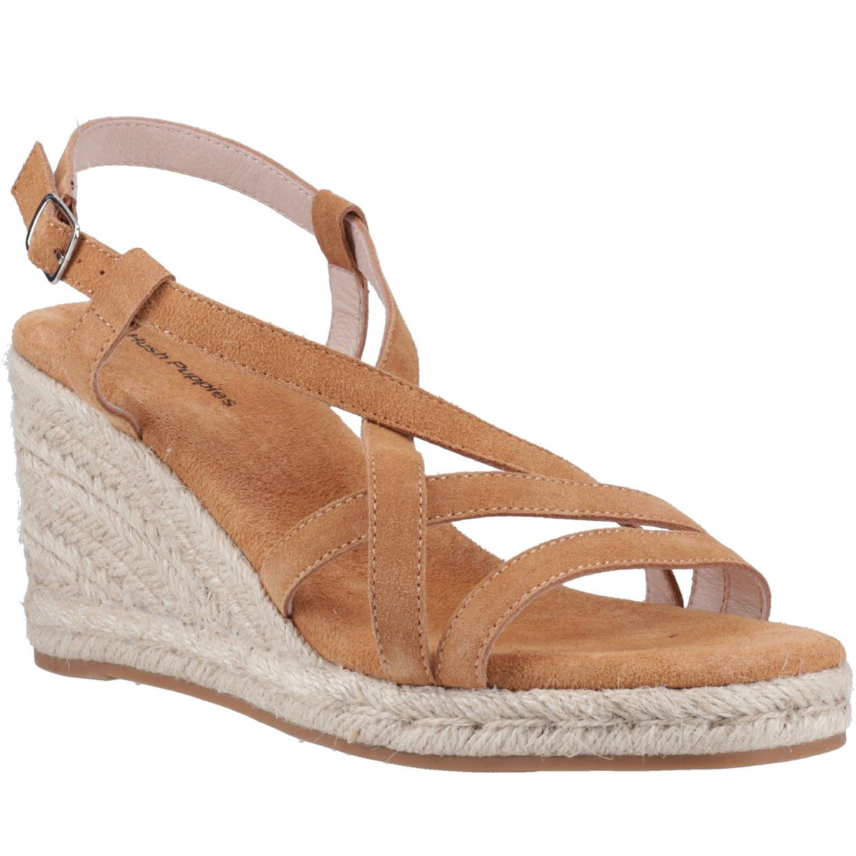 Hush Puppies Jenny Espadrille Wedge Suede Women's Tan Wedges