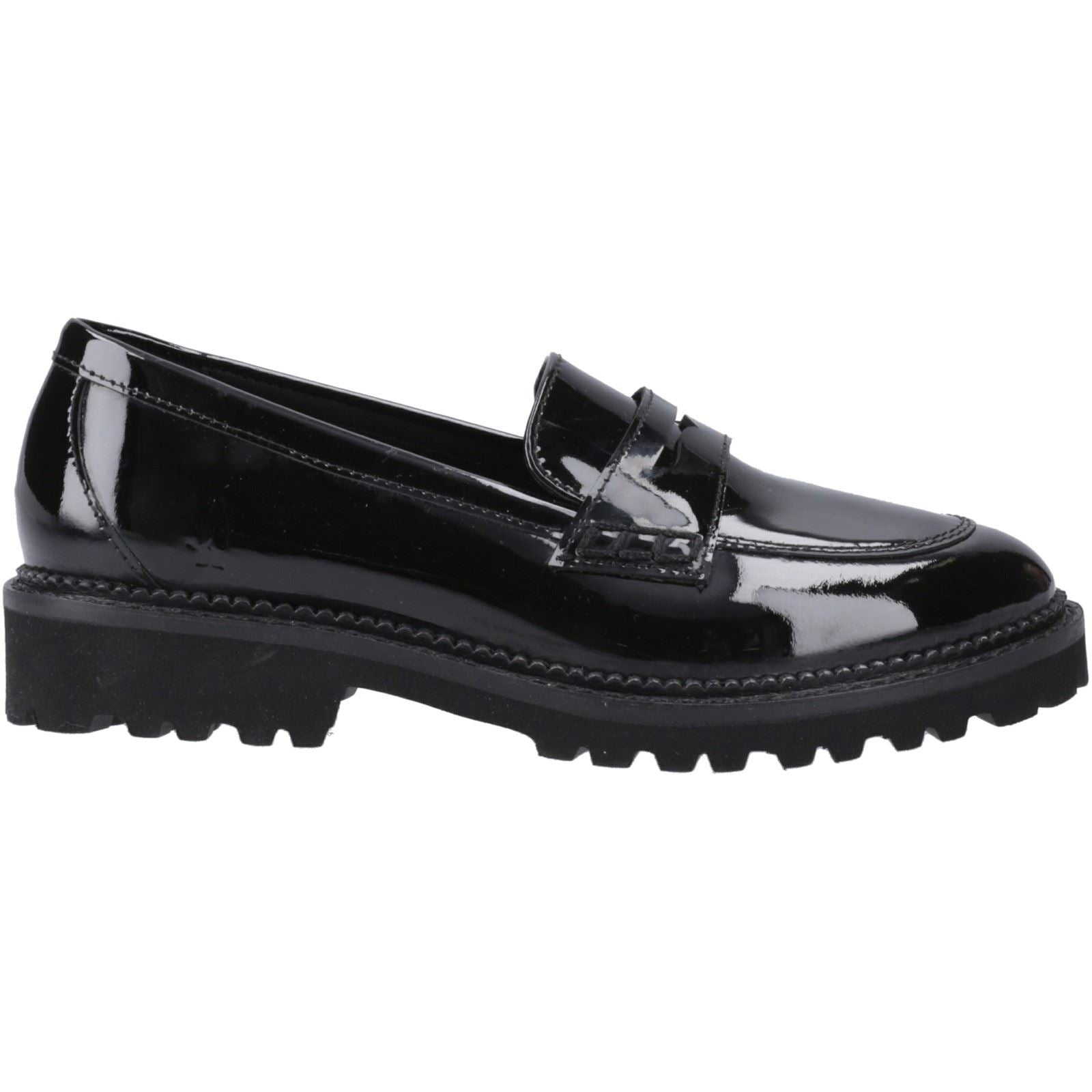 Hush Puppies Grazia Patent Leather Youth Girl's Black Loafers