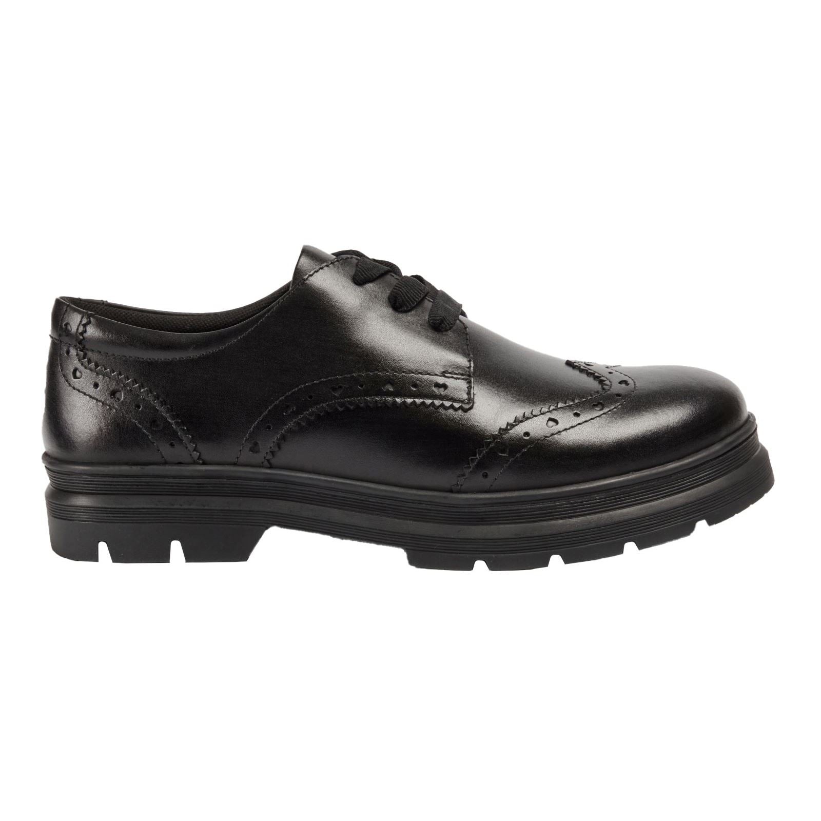 Pod Fiona Smooth Leather Youth Girl's Black Brogues