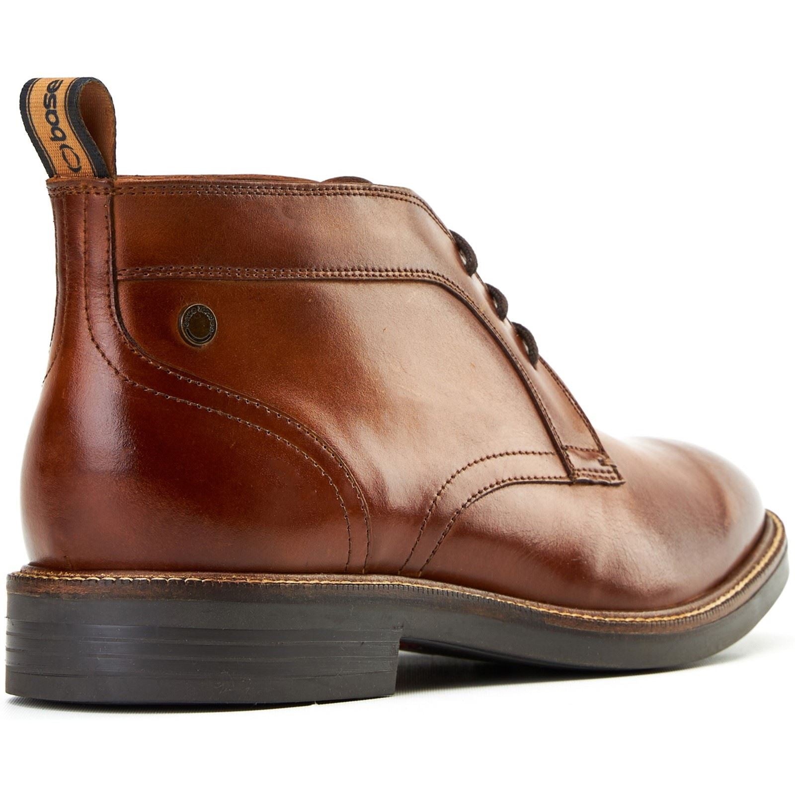 Base London Lincoln Leather Men's Burnt Tan Ankle Boots