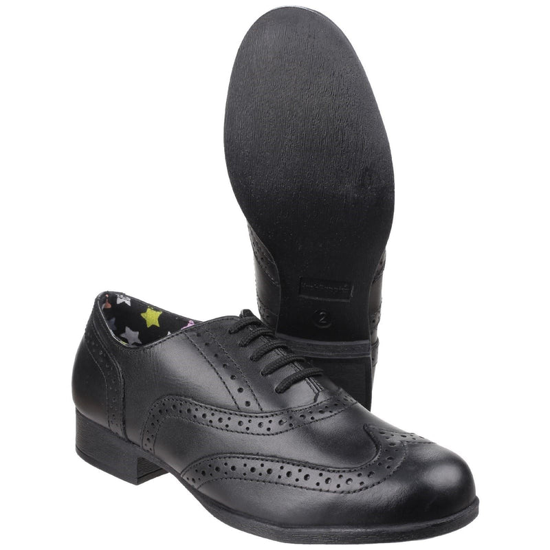 Hush Puppies Kada Junior Girls Black Leather Brogues