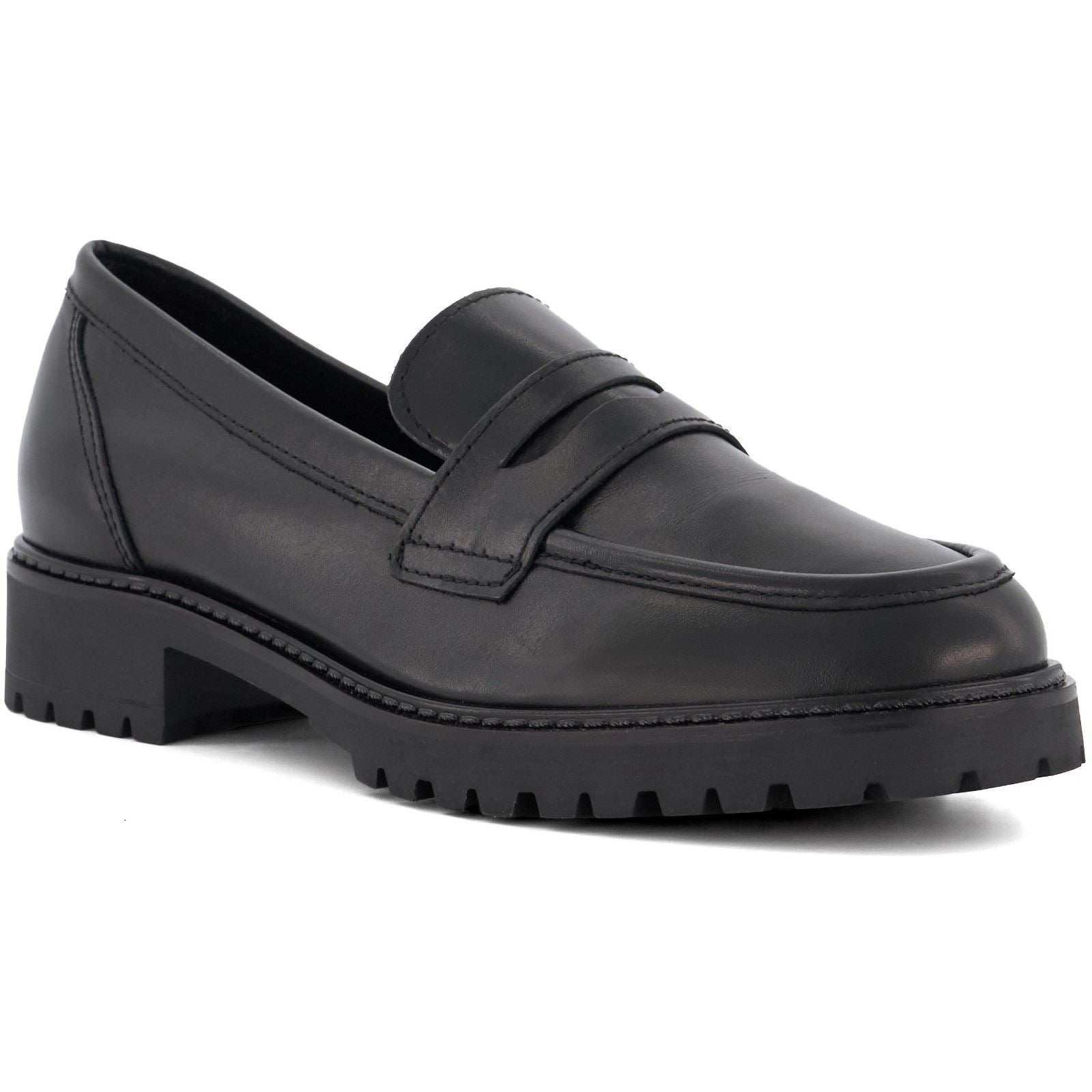 Dune Gild Leather Women's Black Loafers