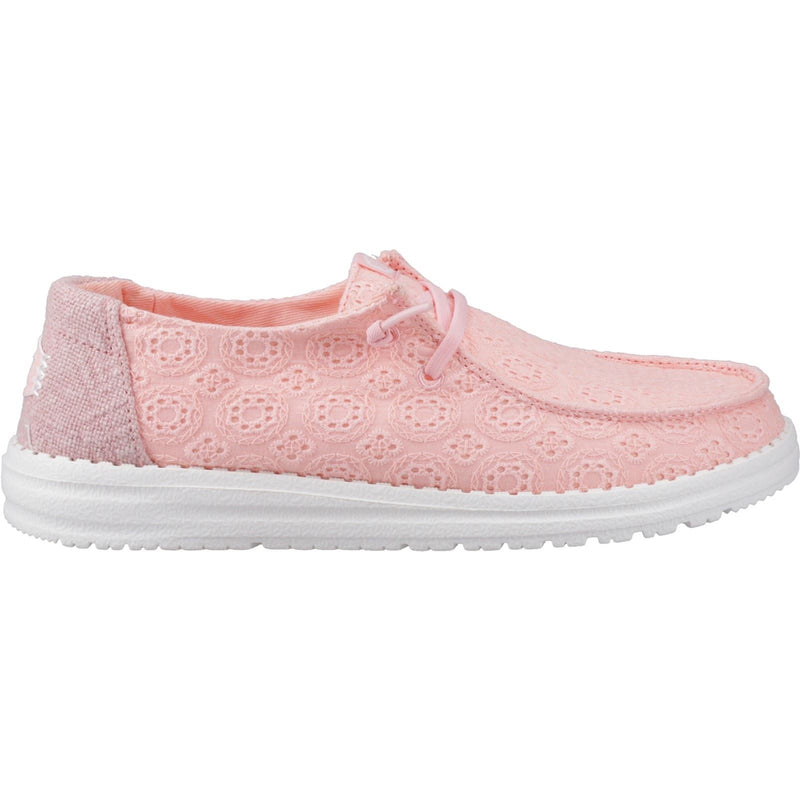 HEYDUDE Wendy Eyelet Lace Cotton Blend Women's Pale Pink Moccasins Shoes