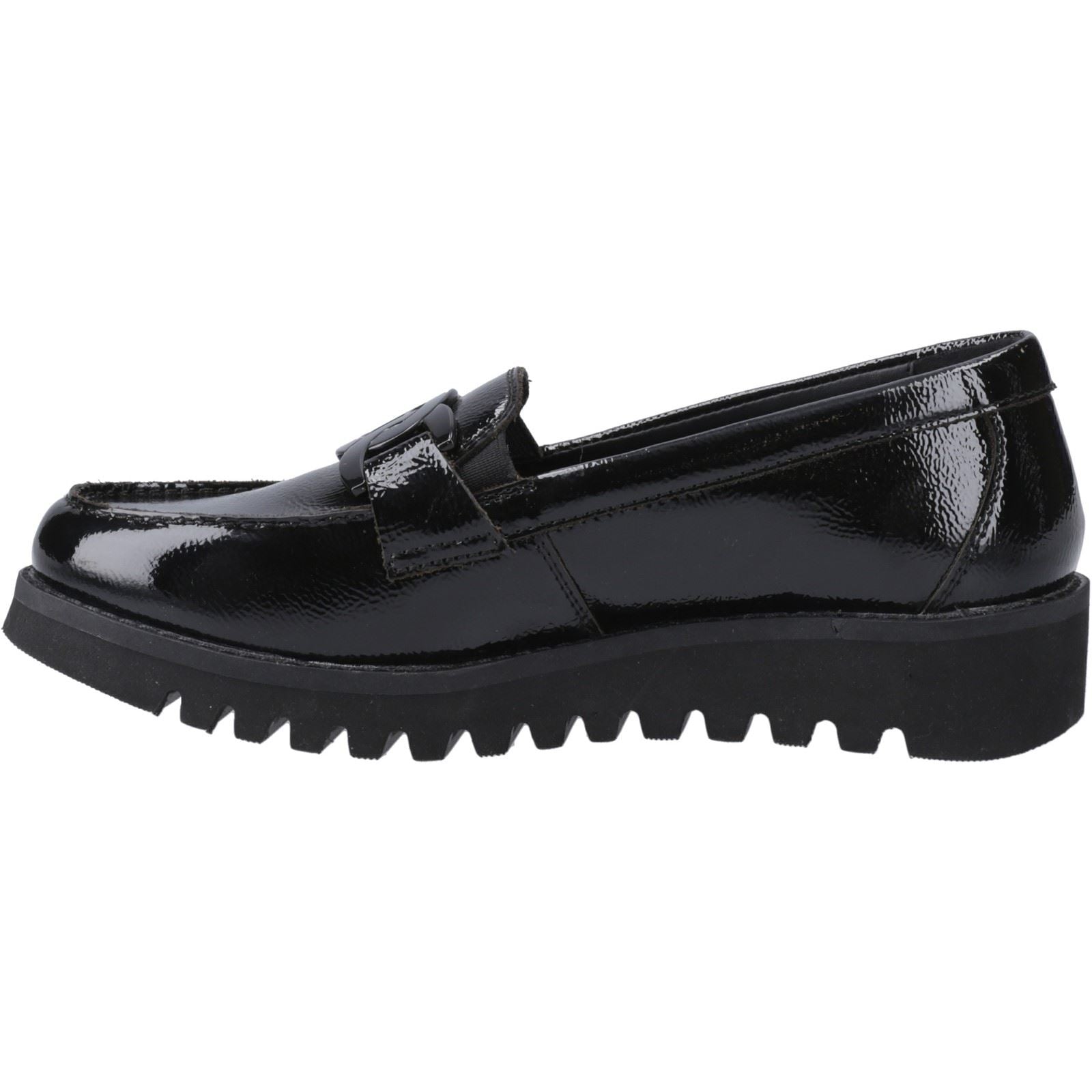 Hush Puppies Francis Youth Girl's Black Patent Leather Loafers