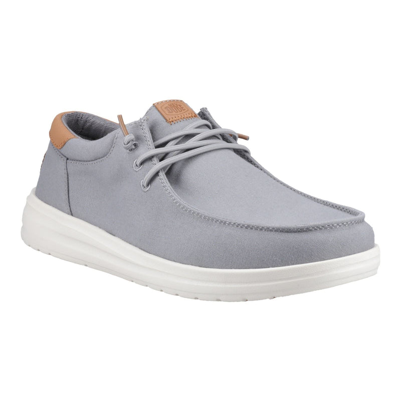 HEYDUDE Paul Canvas Cotton Men's Monument Grey Moccasins Shoes