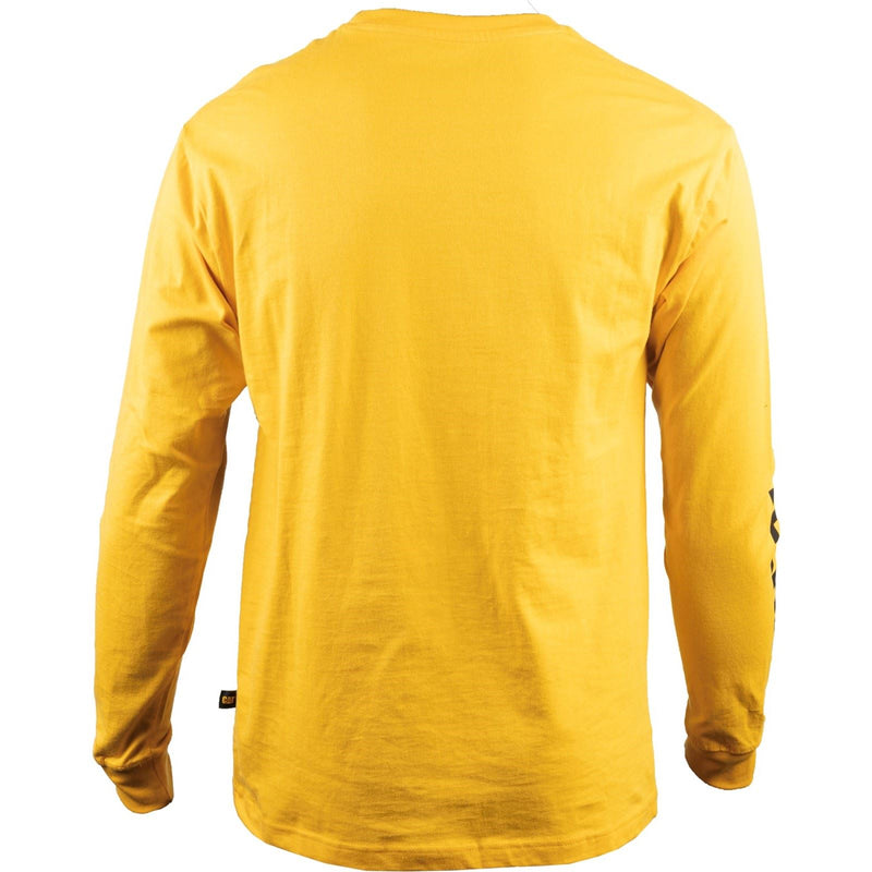 Caterpillar Trademark Banner Long Sleeve Cotton Men's Yellow T-Shirt