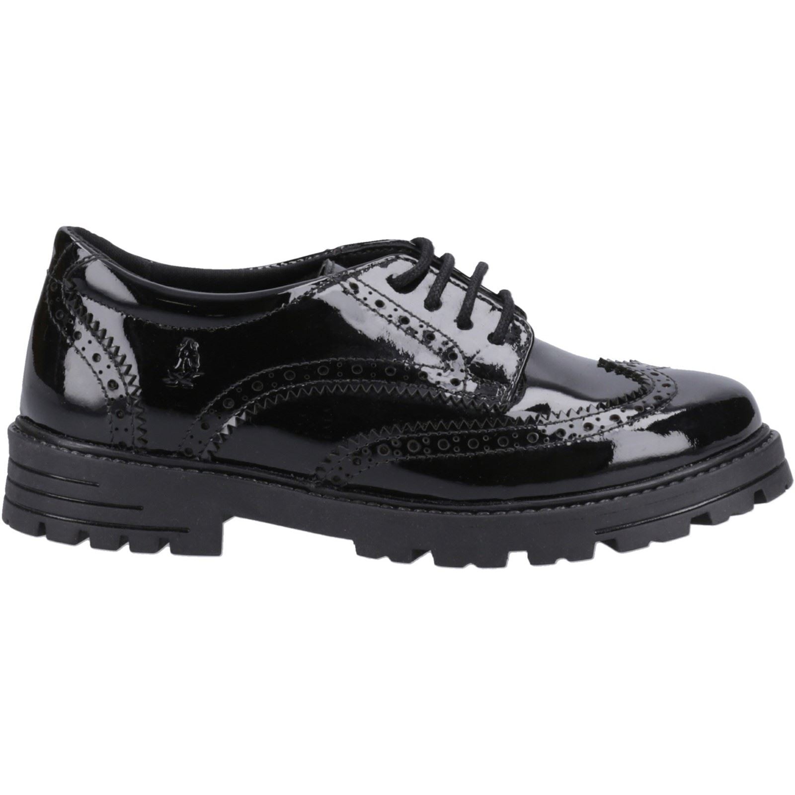 Hush Puppies Maxine Patent Leather Youth Girl's Black Brogues