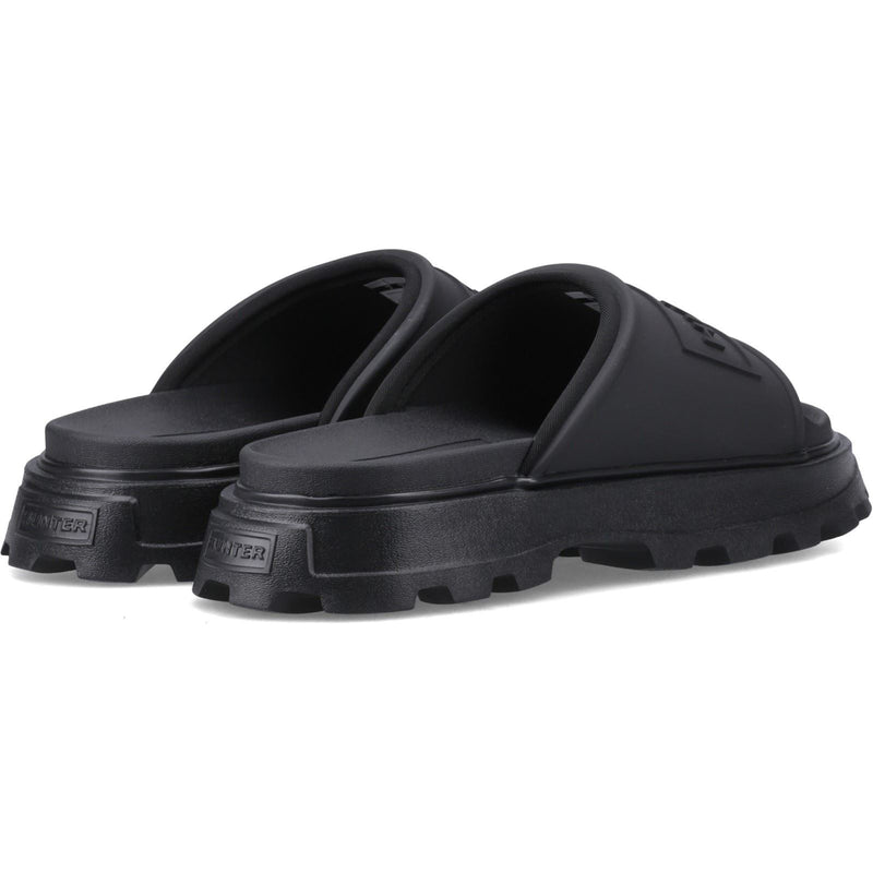 Hunter Moulded Stacked Slider Synthetic Women's Black Slides