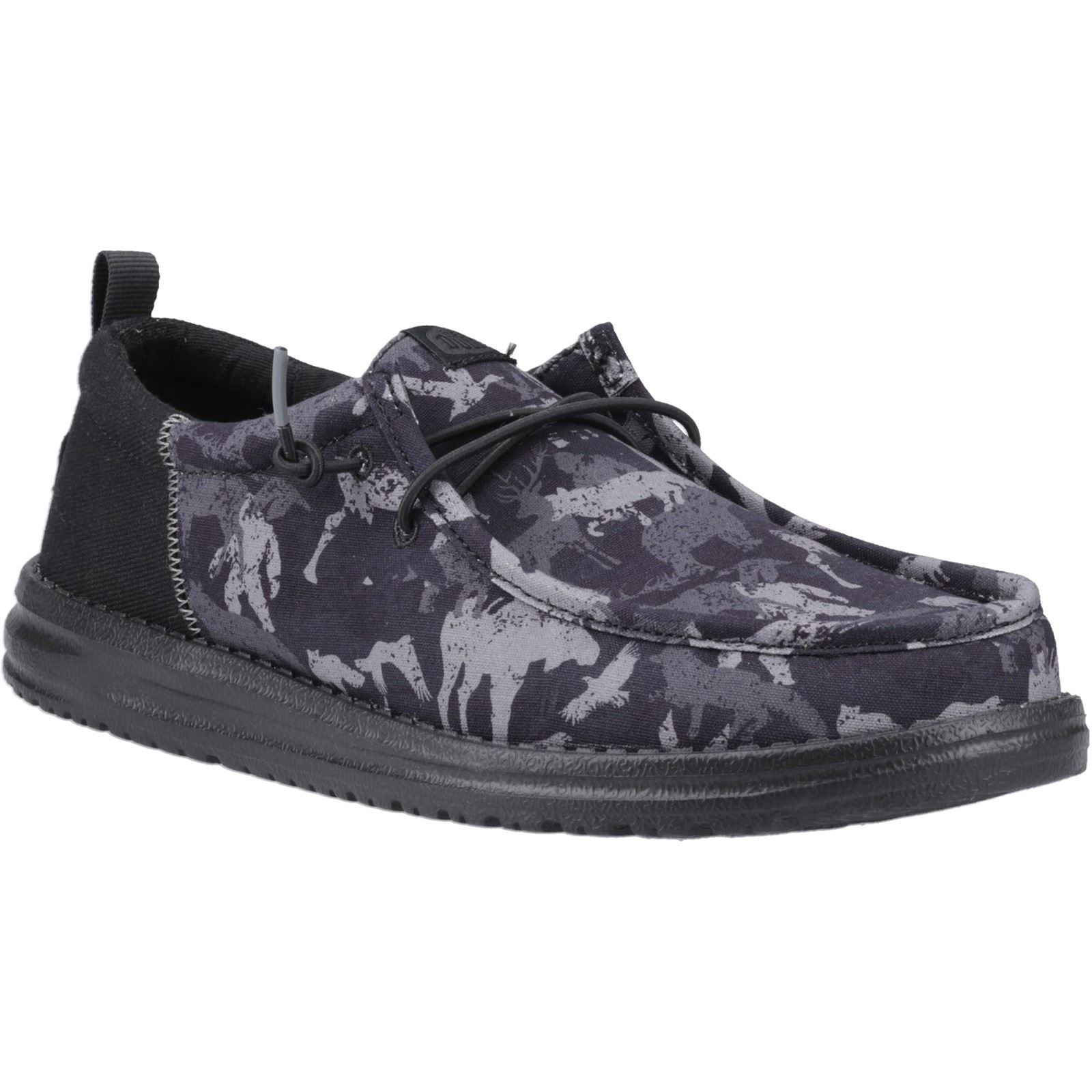 HEYDUDE Wally Funk Hunt Camo Canvas Men's Black Shoes