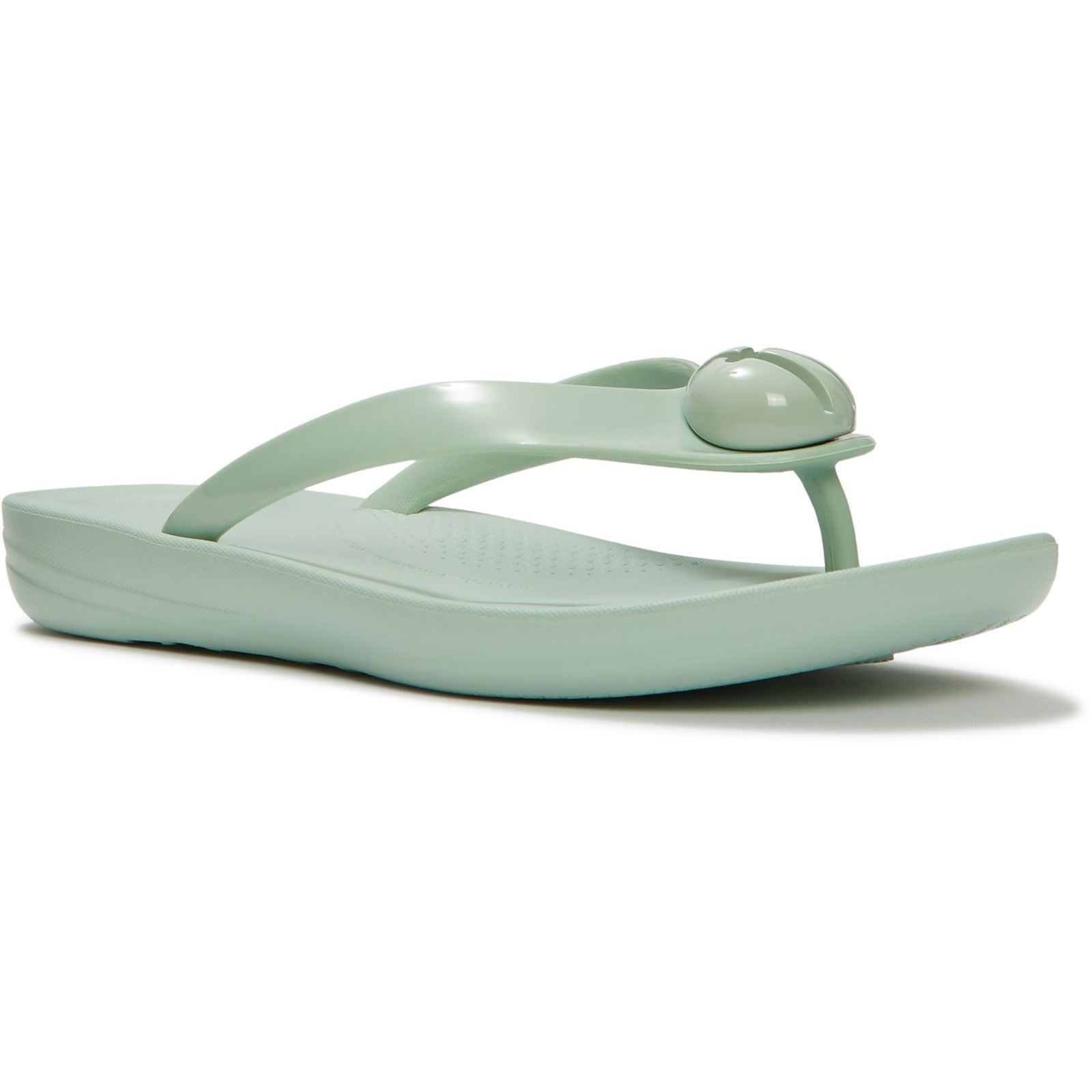 Fitflop iQushion Glossy-Button Polyurethane Women's Mint Whisper Flip Flops