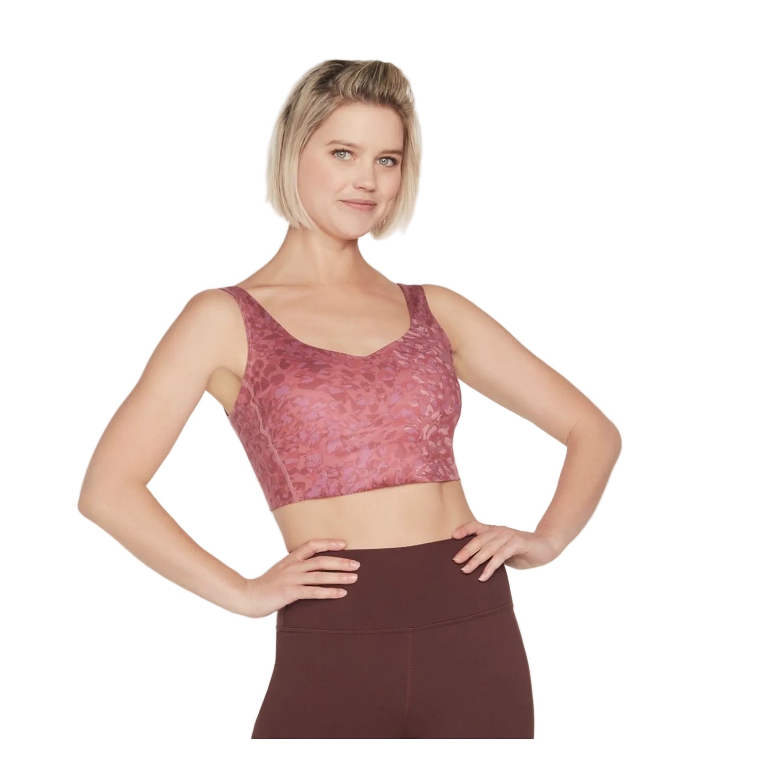 Skechers Performance Gosculpt Leopard Longline Bra Polyester Women's Pink Sports Bra