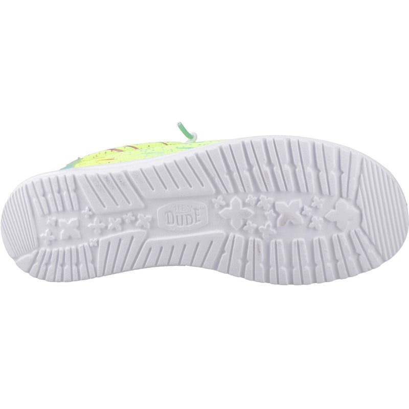 HEYDUDE Wally Party Mesh Synthetic Men's Lime Punch/White Moccasins Shoes