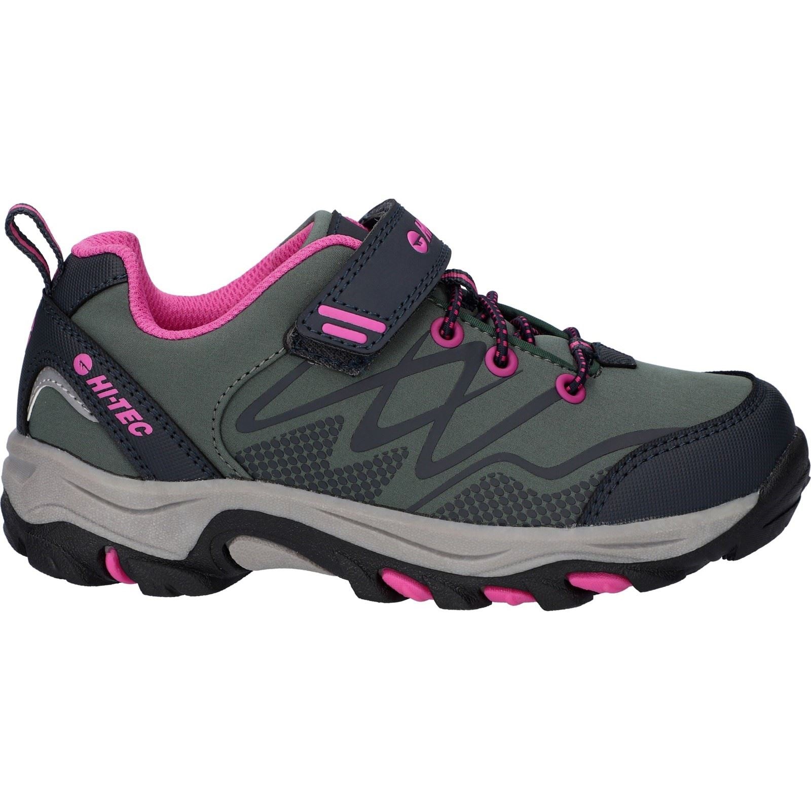 Hi-Tec Blackout Low Synthetic Soft Shell Junior Dark Forest/India Ink/Pink Hiking Boots