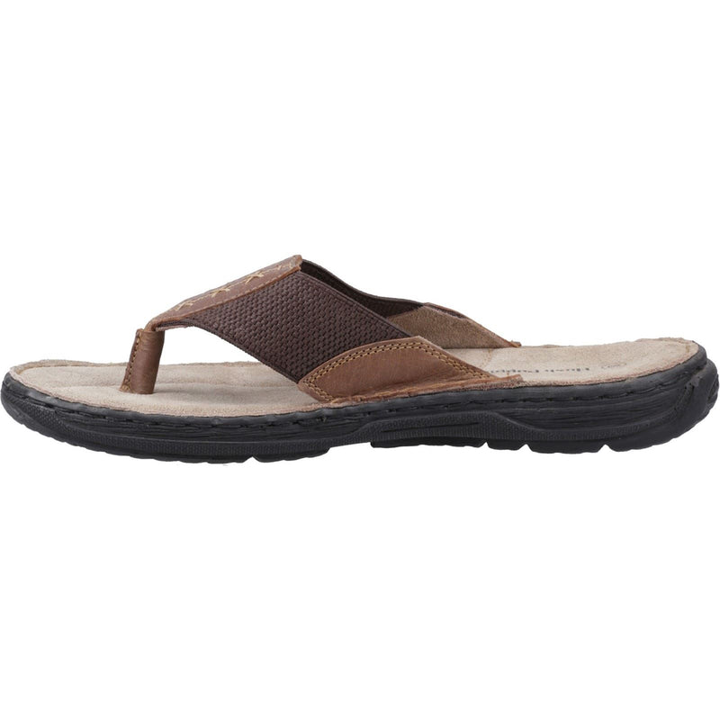 Hush Puppies Alan Toepost Leather Men's Tan Flip Flops