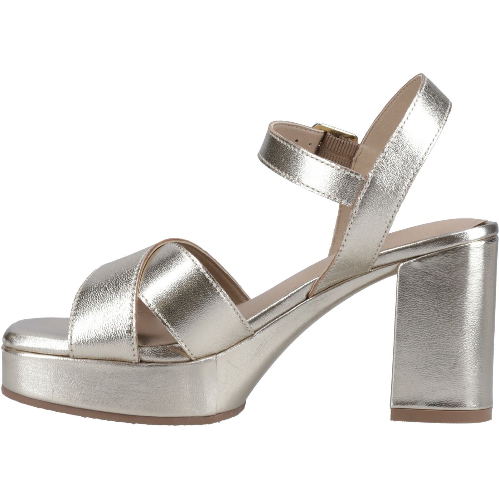 Hush Puppies Ophelia Leather Heel Suede Women's Gold Heels
