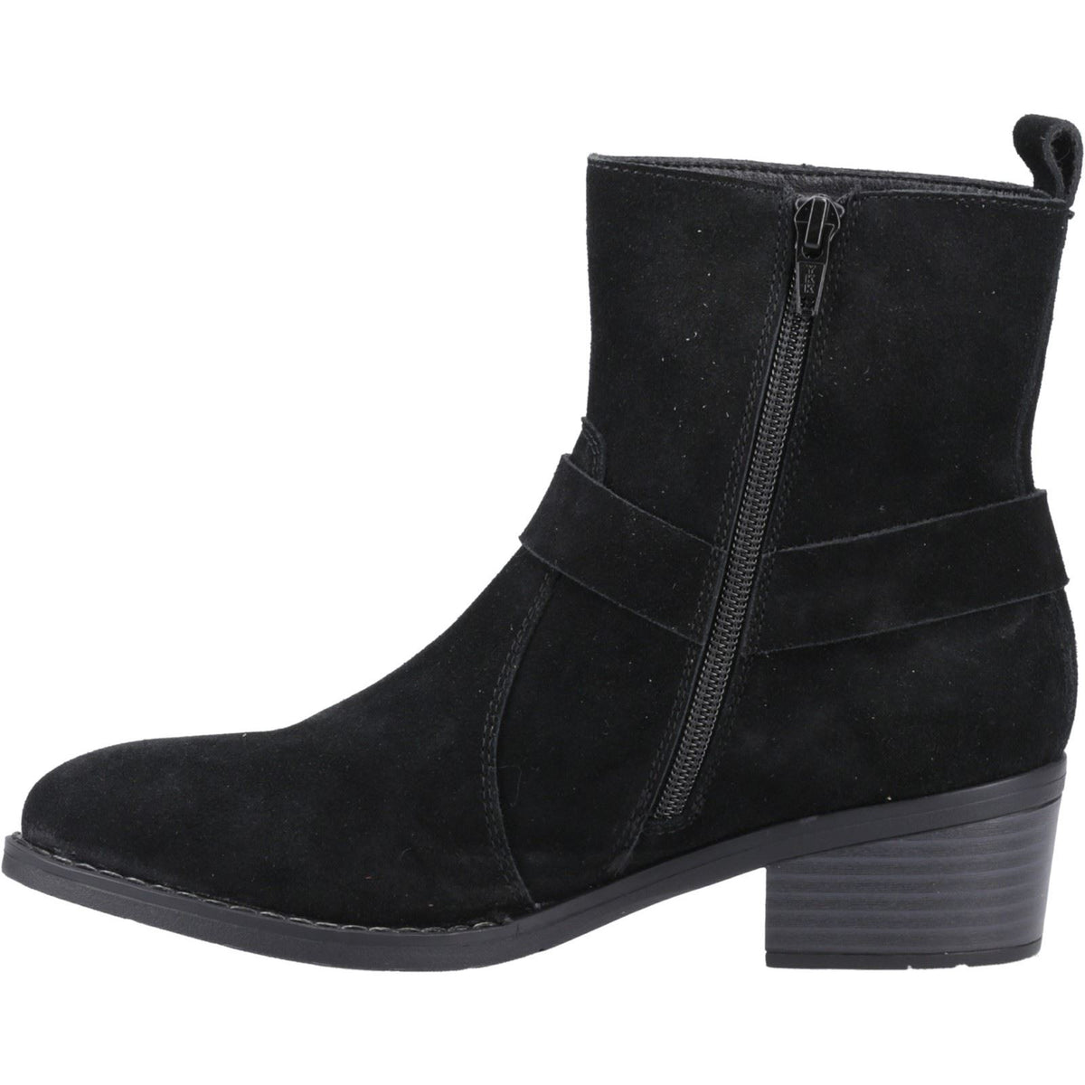 Hush Puppies Iria Suede Women's Black Heeled Ankle Boots