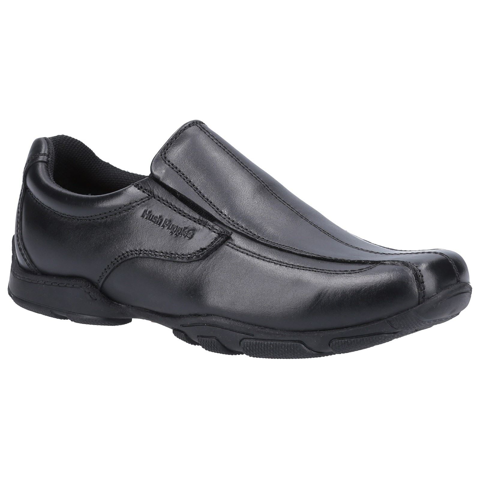 Hush Puppies Elijah Youth Boy's Black Leather Loafers