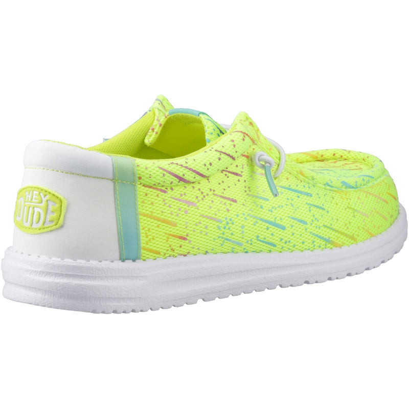 HEYDUDE Wally Party Mesh Synthetic Men's Lime Punch/White Moccasins Shoes
