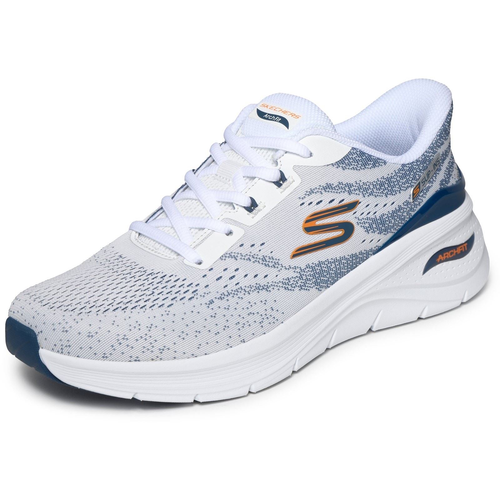 Skechers Arch Fit 3.0 Textile Men's White Mesh/Tpu/Navy Trim Trainers