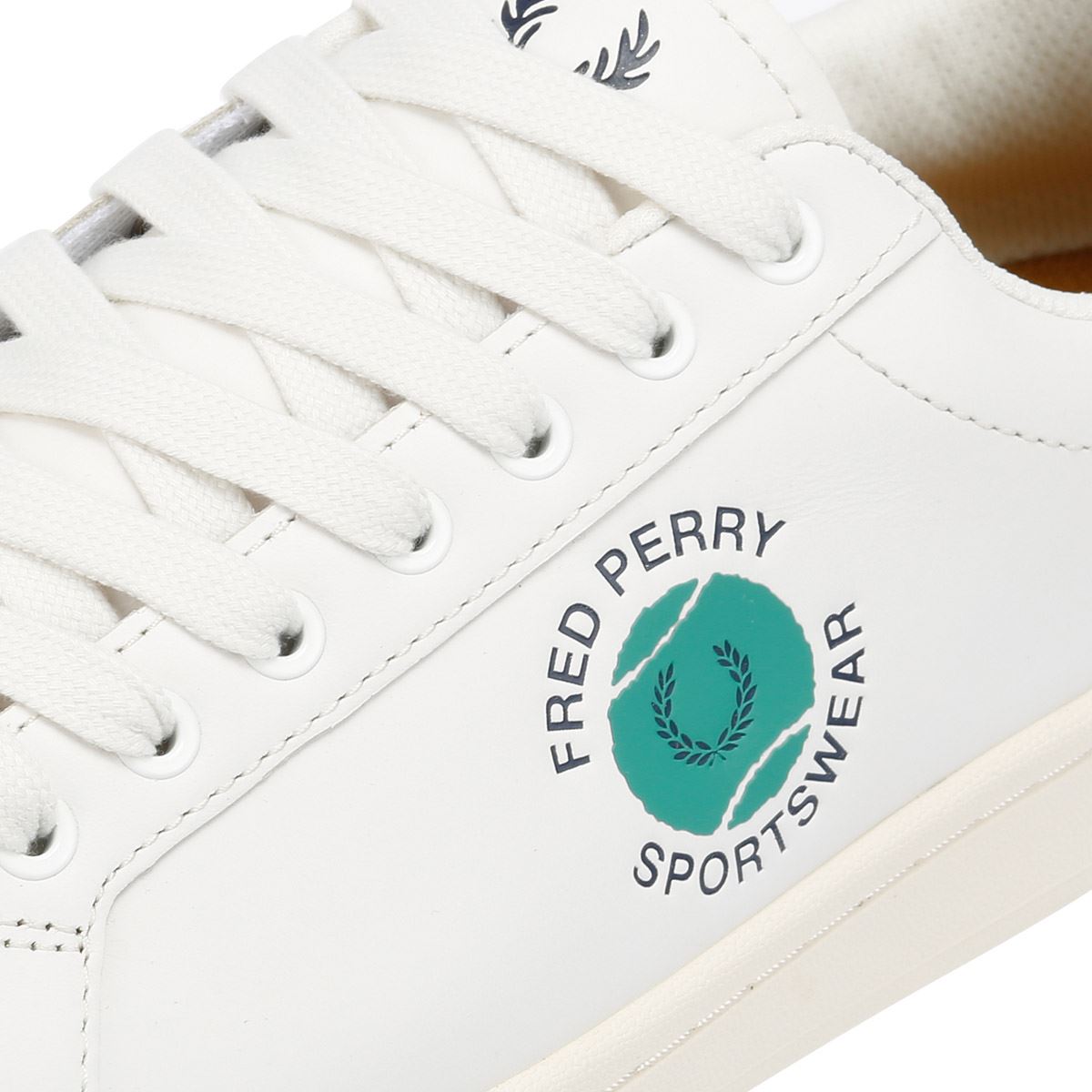 Fred Perry B721 Leather Men's Snow White/Court Green Trainers